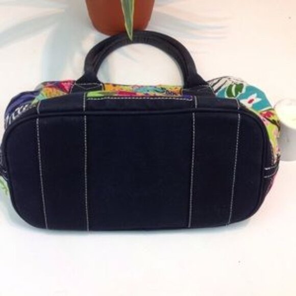 J.CREW Handbag - Colorful Tote -Navy Blue Handles - Cotton Like New Bag - Clean - Picture 3 of 6